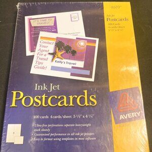 Avery 8577 Ink Jet Postcard/Index Cards White 400 Cards 4/Sheet 5 1/2" x 4 1/4"